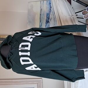 Adidas Hunter Green Pullover Hoodie with White Lettering Size Medium